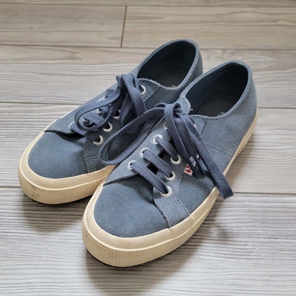 Superga 2750 Suede Low-Top Lace-Up Casual Sneakers Blue Gray